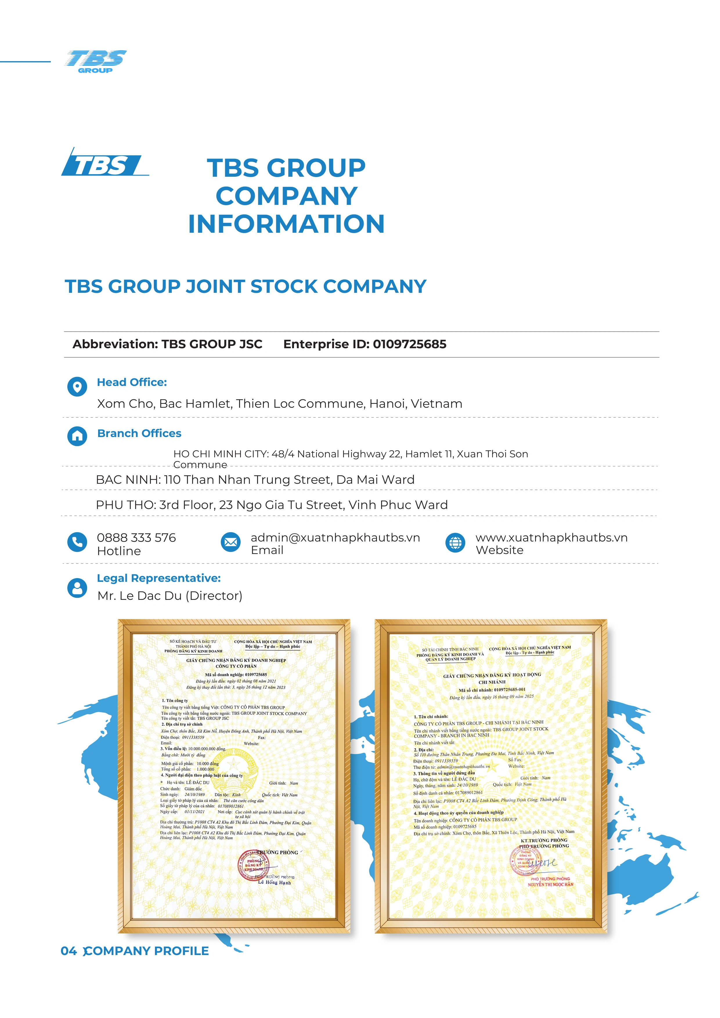 Page 4: Company information
