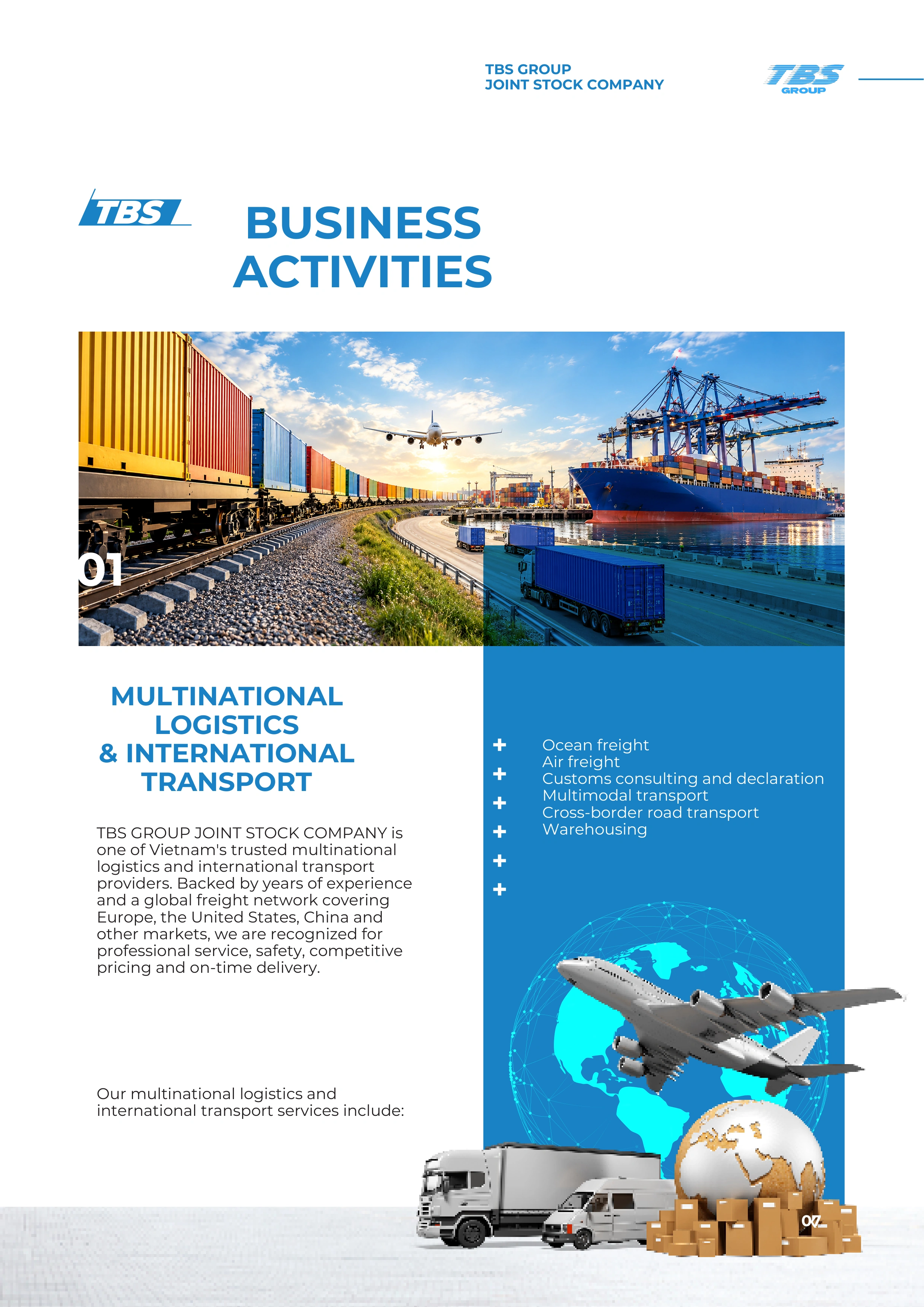 Page 7: Business areas and international logistics