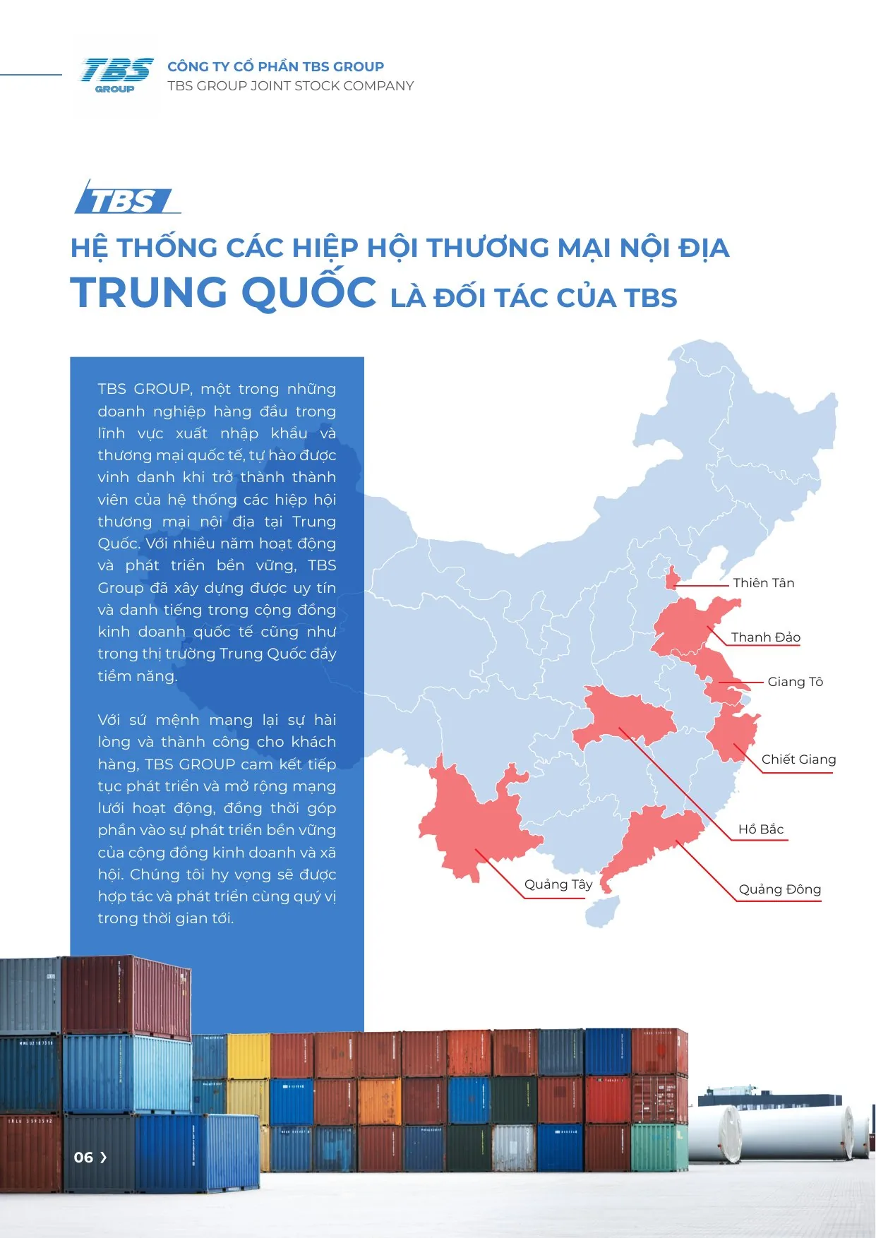 Trang 6: Hệ thống hiệp hội thương mại nội địa Trung Quốc là đối tác của TBS