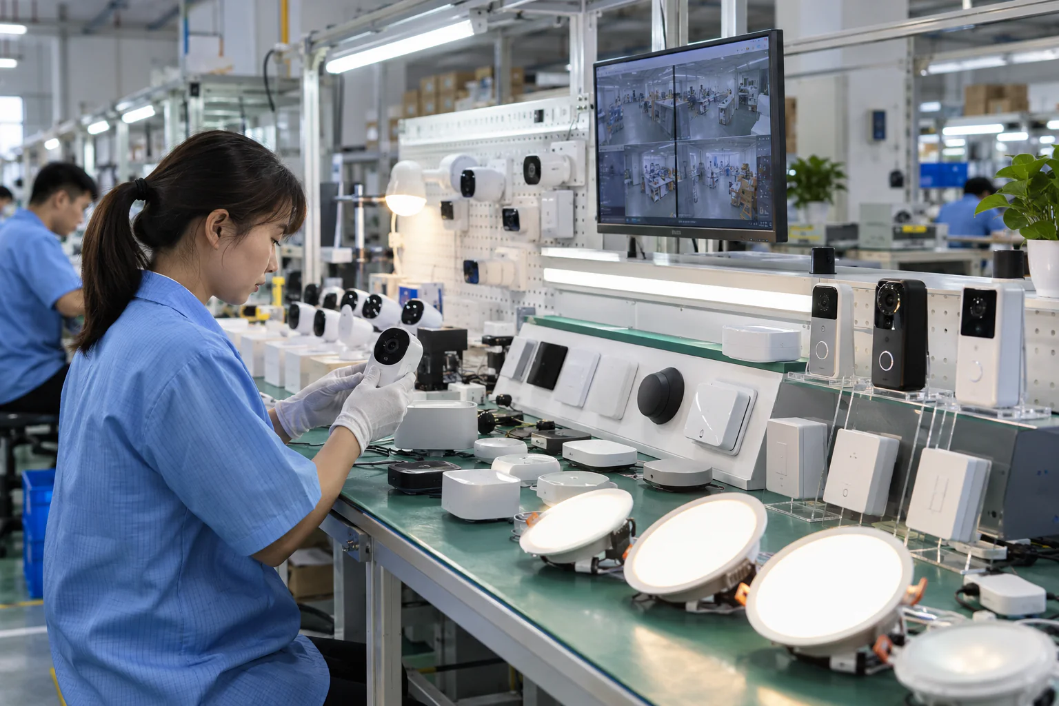 Đèn LED, camera và thiết bị nhà thông minh trên dây chuyền