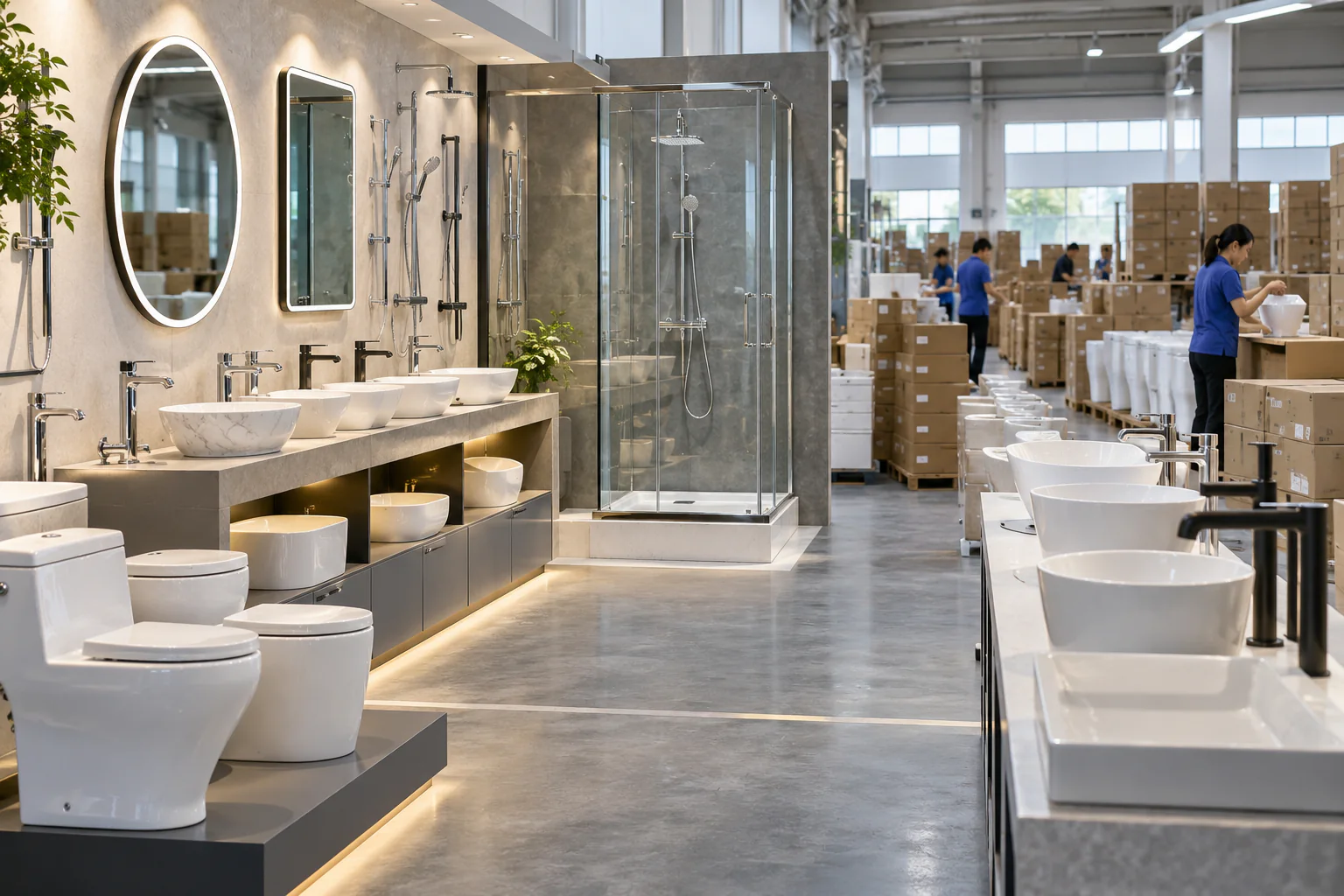 Thiết bị vệ sinh và phòng tắm tại khu trưng bày xuất khẩu