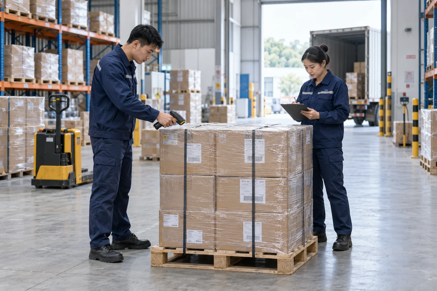 Minh họa kiểm đếm kiện hàng và đối chiếu thông tin tại kho
