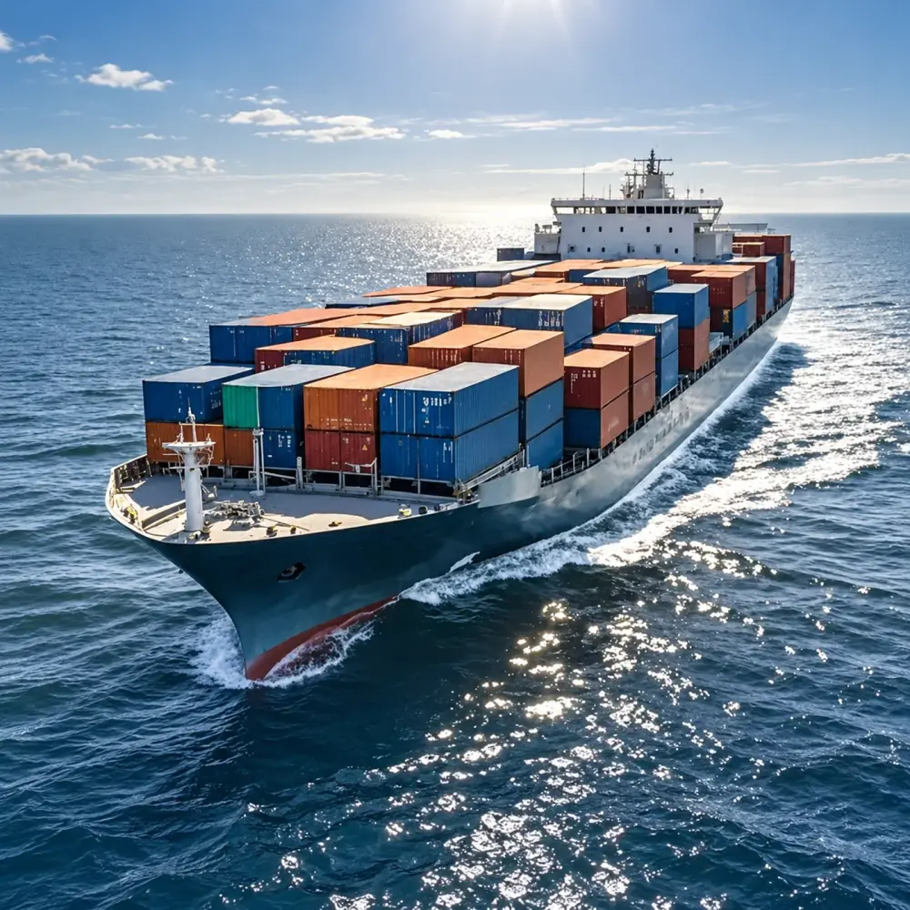 Tàu container vận chuyển hàng hóa trên biển, ảnh minh họa
